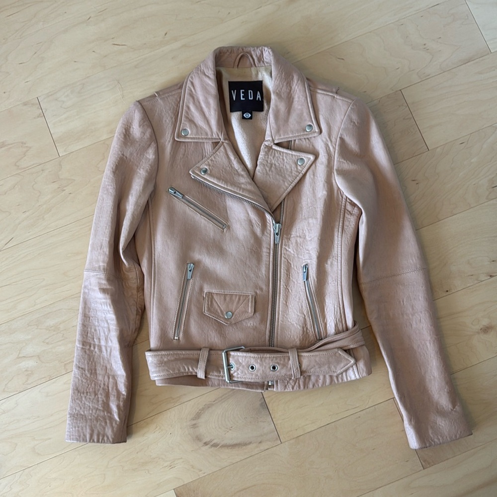Veda Jayne Blush Leather Jacket
